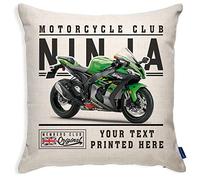 Personalised Motorbike Cushion Cover Kawasaki Ninja British Motorcycle Dad Grandad Biker Sofa Pillow Throw Biker Gift VBC23
