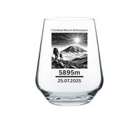 Personalised Mount Kilimanjaro Glass - 315ml Clear Drinking Glass, Achievement Keepsake with Custom Date