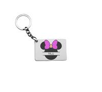 Personalised Mouse Key Ring & Minnie Key Ring Chain Handcrafted UK Gift Present Anniversary Christmas Birthday Kids Valentines day (Square)