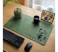 Personalised Mouse Mat with Line Art Image, Personalised Gifts for Dads from Daughter Son, Custom Mouse Pad with Name, PU Leather Non-Slip Desk Mat for Home Office Gaming (01)