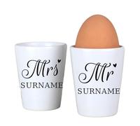 Personalised Mr and Mrs Egg Cups. Couple Egg Cups
