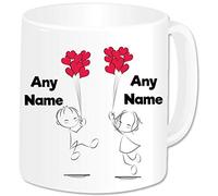 Personalised Mr and Mrs Gifts Mug Coffee Cup - Romantic Love Hearts Couples Gifts Idea for Engagement Wedding Anniversary Valentines Christmas Birthday Present (Design: Heart Balloons)