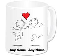 Personalised Mr and Mrs Gifts Mug Coffee Cup - Romantic Love Hearts Couples Gifts Idea for Engagement Wedding Anniversary Valentines Christmas Birthday Present (Design: Jumping)