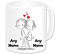 Personalised Mr and Mrs Gifts Mug Coffee Cup - Romantic Love Hearts Couples Gifts Idea for Engagement Wedding Anniversary Christmas Birthday Valentines Present (Design: Back to Back)