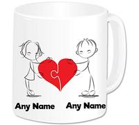 Personalised Mr and Mrs Gifts Mug Coffee Cup - Romantic Love Hearts Couples Gifts Idea for Engagement Wedding Anniversary Valentines Christmas Birthday Present (Design: Jigsaw)