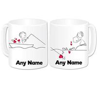 Personalised Mr and Mrs Gifts Mugs Set of 2 Coffee Cups - Romantic Love Hearts Couples Gifts Idea for Engagement Wedding Anniversary Valentines Present (Design: Fishing Boat)