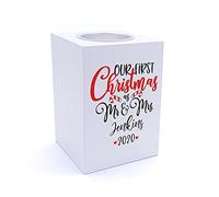 Personalised Mr and Mrs Our First Christmas Tea Light Holder