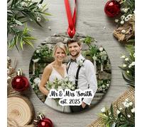 Personalised Mr and Mrs Wedding Photo Christmas 2025 Bauble - Acylic - Bride and Groom First Christmas Tree Xmas Decoration