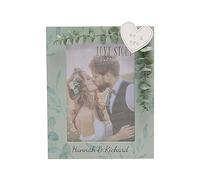 PERSONALISED MR & MRS' GREEN WEDDING OR ANNIVERSARY PHOTO FRAME WITH LEAVES 5" x 7" - ADD NAMES (Not Personalised)