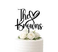 Personalised Mr & Mrs Wedding Cake Topper with Surname and Date Custom Heart Cake Topper Made from Acrylic or Wood