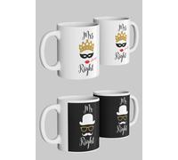Personalised Mr. Right & Mrs. Always Right Mug Set of 2 Simply Stunning Mugs White One Size