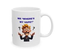 Personalised Mr Where's My Vape, Ceramic Coffee Mug, White, Novelty Design, Vaper, He, Him, Secret Santa