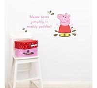 Personalised Muddy Puddles wall stickers (Regular - Pink)| Official Peppa Pig wall stickers range