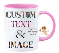 Personalised Mug - Any Text, Design, Picture or Logo | Personalized 11oz Ceramic Mugs | Customizable Gift for Men, Women, Friends & Family (Pink)
