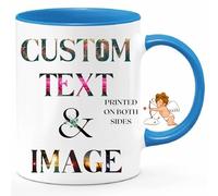 Personalised Mug - Any Text, Design, Picture or Logo | Personalized 11oz Ceramic Mugs | Customizable Gift for Men, Women, Friends & Family (Blue)