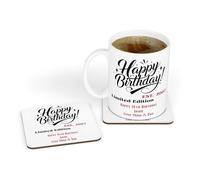Personalised Mug & Coaster - Birthday Limited Edition Design Gift for Him Her Boys Men 18th 21st 30th 40th 50th 60th 65th 70th 80th Dad Son Grandad
