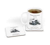 Personalised Mug & Coaster Gift Set for 18th 21st 30th 40th 50th 60th 70th Birthday Father's Day Son Dad (Football Crazy)