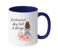 Personalised Mug | Coffee Cup with Coloured Handle and Inner | Any Photo or Text | Custom Coloured Cups for Birthdays, & Occasions | Ceramic Mugs Available in Ten Colours | Blue