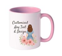 Personalised Mug | Coffee Cup with Coloured Handle and Inner | Any Photo or Text | Custom Coloured Cups for Birthdays, & Occasions | Ceramic Mugs Available in Ten Colours | Pink