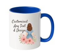 Personalised Mug | Coffee Cup with Coloured Handle and Inner | Any Photo or Text | Custom Coloured Cups for Birthdays, & Occasions | Ceramic Mugs Available in Ten Colours | Cambridge Blue