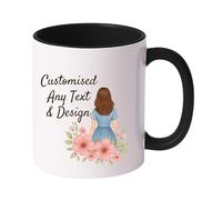 Personalised Mug | Coffee Cup with Coloured Handle and Inner | Any Photo or Text | Custom Coloured Cups for Birthdays, & Occasions | Ceramic Mugs Available in Ten Colours | Black