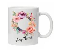 Personalised Mug Cup Watercolour Beautiful Floral Initial Name Tea Coffee Boxed Gift Christmas Gifts for Her Drinkware Ceramic (Letter O)