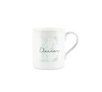 Personalised Mug, Custom Birthday Gift Mug, Name Bone China Mug, Floral Green Letter E Mug - Small Coffee Tea Mug Present Personalised Initial Gift