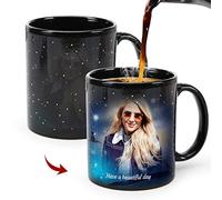 Personalised Mug，Custom Coffee Mug 11oz, Starry Sky Color Changing Mugs, 1 Photo with Text, Unique Hot Coffee Mugs Heat Changing Mugs is a Gift for Kid Friend Valentines Lovers