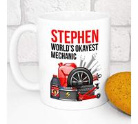 Personalised Mug - Funny Secret Santa Gift - Add A Message - World's Okayest (Mechanic)