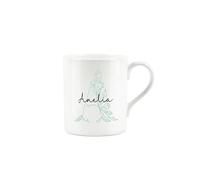 Personalised Mug, Gift Mug, Custom Bone China Mug, Floral Green Letter A Mug - Small Coffee Tea Mug Present Personalised Initial Gift