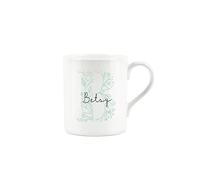 Personalised Mug, Gift Mug, Custom Bone China Mug, Floral Green Letter B Mug - Small Coffee Tea Mug Present Personalised Initial Gift