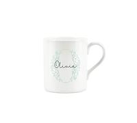 Personalised Mug, Gift Mug, Custom Bone China Mug, Floral Green Letter O Mug - Small Coffee Tea Mug Present Personalised Initial Gift