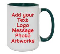 Personalised Mug Gifts 15oz Large Mug Custom Coffee Mug Add Your Design, Text, Image, Photo, Logo idea Gifts for Birthdays, Weddings, Anniversaries, Mother's Day, Father's Day, Christmas (Green)