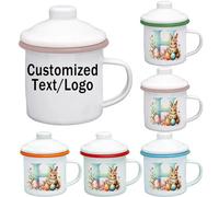 Personalised Mug with Lid, 350ml Enamel Travel Mug Customisable with Photo or Text, Leak-Proof Seal, Ideal Unique Gift for Birthday, Christmas, Easter, Office, Travel, Her, Him (Pink)