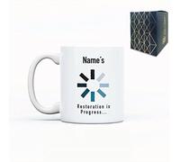 Personalised Mug with Name's Restoration in Progress Design, Gift Boxed, Personalise with Any Name for Any Gamer, Birthday Gift for him, Printed in The UK