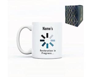 Personalised Mug with Name's Restoration in Progress Design, Gift Boxed, Personalise with Any Name for Any Gamer, Birthday Gift for him, Printed in the UK