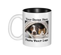 Personalised Mug with Photo Name Text Logo Custom Coffee Mug 11oz Customised Ceramic Tea Cup with Coloured Inside Double Sided Printed Novelty Funny Picture Gifts for Women Men, 325ml, Black