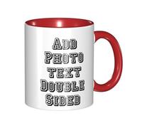 Personalised Mug with Photo Text Double Sided Design Printed Custom Coffee Cup Logo Name Picture Customised Ceramic Tea Mug 11oz Funny Birthday Gifts for Women Men Mum Dad Friends, 325ml, Red