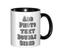 Personalised Mug with Photo Text Double Sided Design Printed Custom Coffee Cup Logo Name Picture Customised Ceramic Tea Mug 11oz Funny Birthday Gifts for Women Men Mum Dad Friends, 325ml, Black