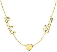 Personalised Multi Name Necklace with Birthstone for Women, Custom 1-6 Names Pendant 18K Gold Plated Nameplate Necklace, Family Jewelry Gift for Mom Wife Anniversary Birthday