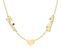 Personalised Multi Name Necklace with Birthstone for Women, Custom 1-6 Names Pendant 18K Gold Plated Nameplate Necklace, Family Jewelry Gift for Mom Wife Anniversary Birthday