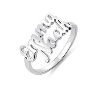 Personalised Multiple 2 Names Ring Custom Family Name Ring 925 Sterling Silver Ring Carrie Style Ring Dainty Statement Ring Gift for Girlfriend, Wife, Mom, Grandma