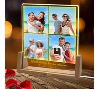 Personalised Multiple Photo Frame Collage,Gifts for Couple, Custom Picture Plaque LED Light, Anniversary Valentines Gift for Him Her, Couples Wedding Gift Husband Wife, Photo Frames Multiple Pictures