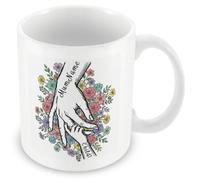 Personalised Mum & Children Holding Hands Mug - Custom Names Mother Child Hand Line Drawing Floral Mug - Gift for Mum, Mummy, Mother, Mam or Mama - Up to 3 Children - Add Matching Card or Coaster
