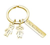 Personalised Mum Keyring - Mothers Day Gifts with Engraved Family Names | Stainless Steel Custom Keychain for Mums, Birthdays & Celebrations