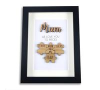 Personalised Mum Mummy Jigsaw Frame 'We Love You To Pieces' Wooden Mothers Day Christmas Birthday Puzzle Pieces Family Box - Add your family names