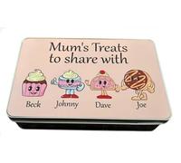 Personalised Mum Nan Gran Treats Rectangle Sweet, Treat or Biscuit Tin, Great gift for Mothers Day, or Birthdays ect. Lasting gift.