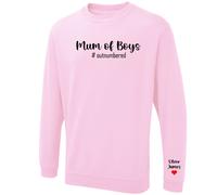 Personalised Mum Of Boys Ladies Sweatshirt Pullover Kids Names Gift Mothers Day