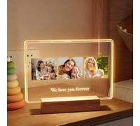 Personalised Mum Photo Frame with Night Light - Custom Acrylic LED Light Up Heart Frame Gift for Mother, Best Mum Ever