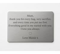 Personalised Mum Purse Card Metal Keepsake - Credit Card Size 8.5 x 5.4 cm - Brushed Aluminium Gift